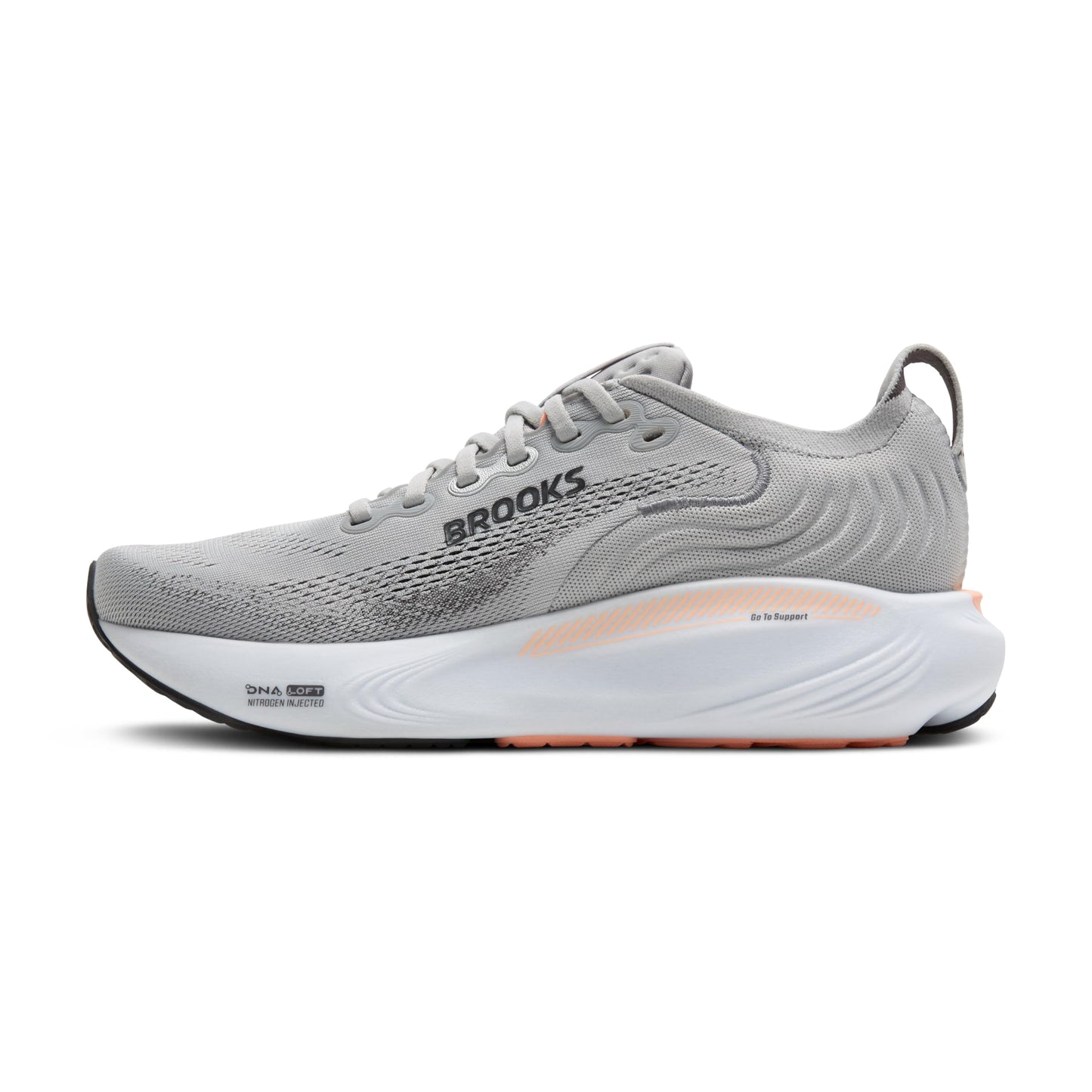 Brooks Women’s Adrenaline GTS 25 Supportive Running & Walking Shoe - Grey/Blackened Pearl/Coral - 12 Wide