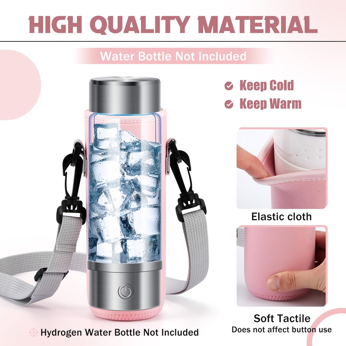 FillTouch Water Bottle Holder Water Bottle Bag Carrier Neoprene Portable Sling Bag Cover Sleeve Case with Strap for Hiking(Pink)