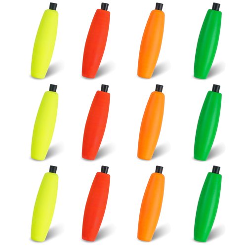 Peg Floats for Catfishing Foam Cigar Floats Slip Cork Bobbers Fishing Floats for Santee Rig Catfish Rig Crappie Fishing Terminal Tackles (2in, 12pcs Mixed Single Colors)