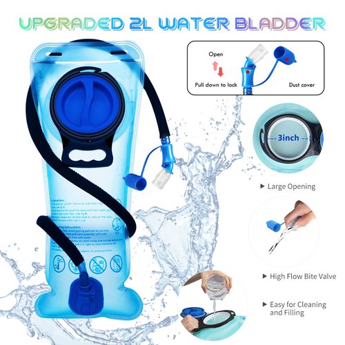 Cofurni Hydration Backpack with 2L Water Bladder, Raves Water Backpack, Lightweight Insulation Hydration Pack for Men and Women, Suitable for Music Festivals, Raves, Hiking, Climbing, Activities