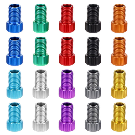 Aluminum Convert Presta to Schrader Converter, 20 Pieces Presta Valve Adapter Colorful Pump Valve Adapter Bike Valve Adapter Standard Bicycle Tube Pump or Air Compressor Tools for Bicycle Bikes Tires