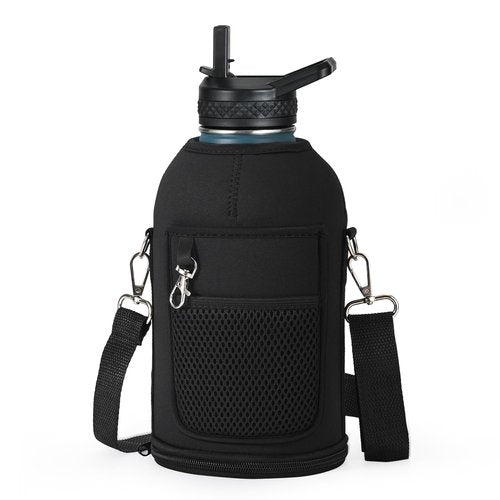 WixByti 64 oz Water Bottle Holder Carrier Bag Replacement - Accessory for Hydro Flask Wide Mouth Water Bottles - Crossbody with Adjustable Shoulder Strap