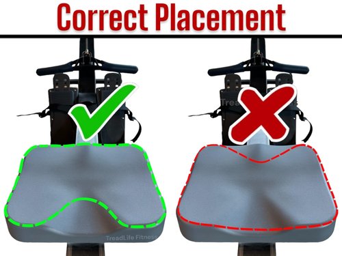 TreadLife Fitness Universal Rowing Machine Seat Cushion | Designed for Concept 2 Rowing Machines, Compatible with All Rowers | Extra Thick 3" Memory Foam with Adjustable Strap Black
