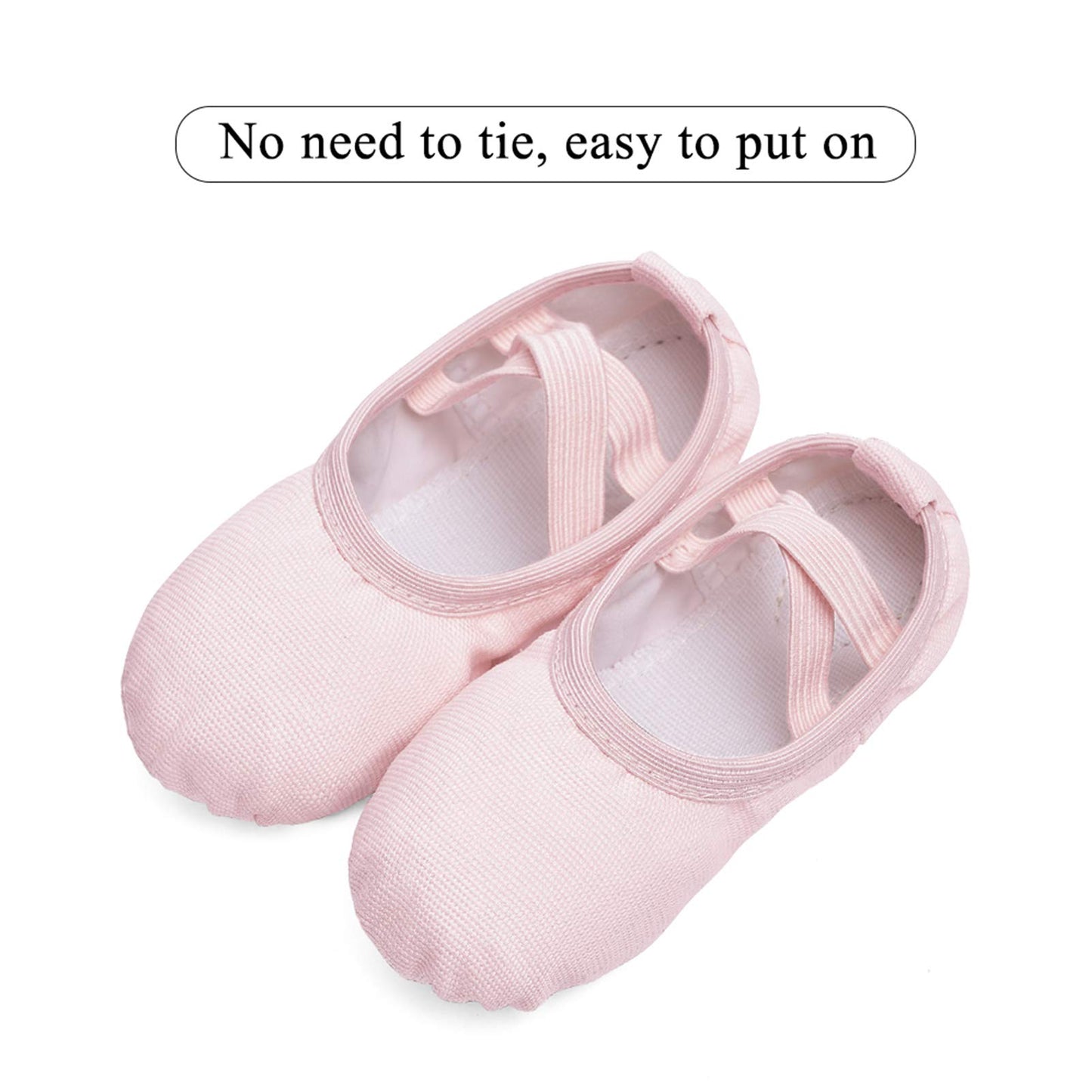 Stelle Canvas Ballet Shoes Toddler Girls Ballet Slippers No-Tie Boys Dance Shoes(Ballet Pink,11ML)