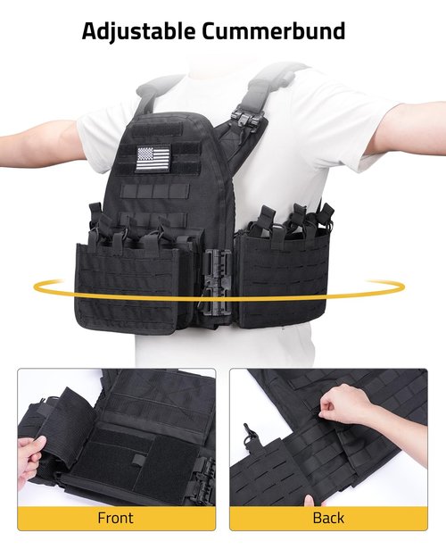 CVLIFE Tactical Quick Release Airsoft Vest with MOLLE System - Large Capacity, Weight Vest, Adjustable, Breathable - Black