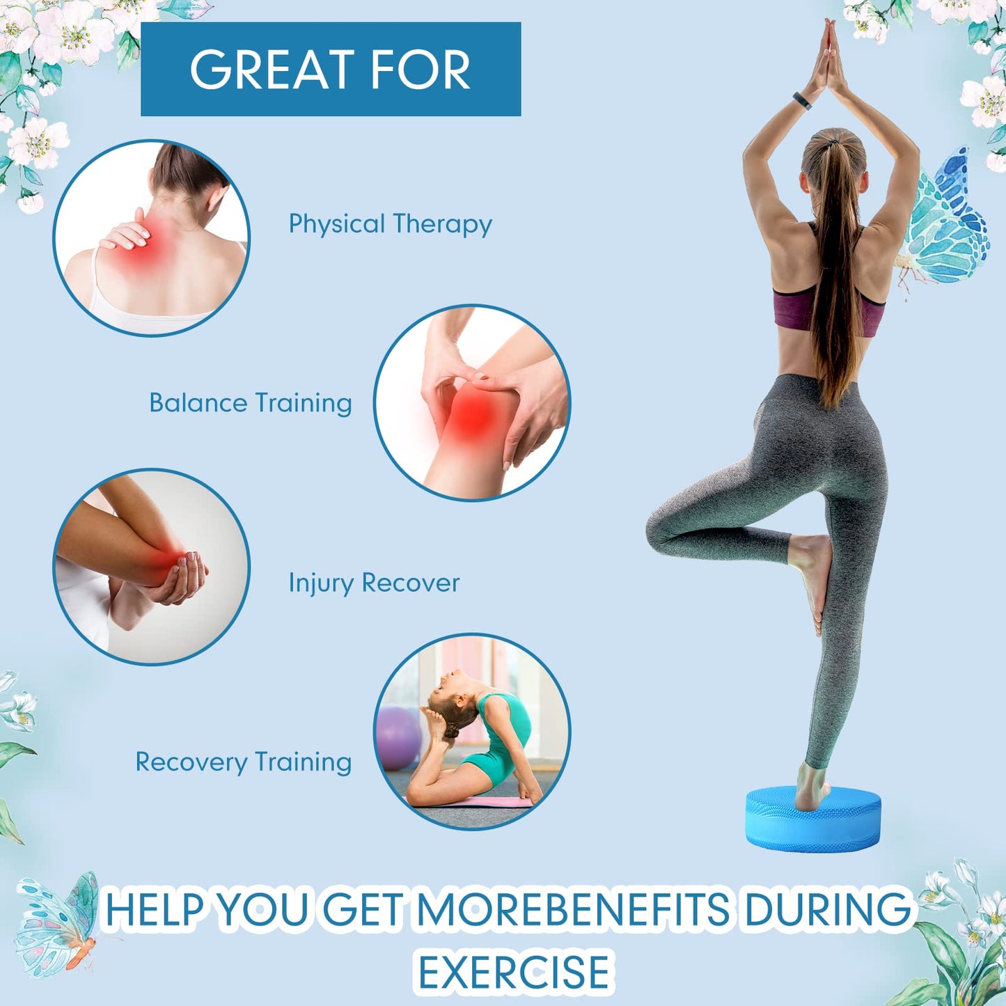 Hanaive 3 Pcs Foam Pad Balance Mat Pad Soft Yoga Stability Trainer mat for Physical Therapy Rehabilitation Core Strength Training Device for Women Men