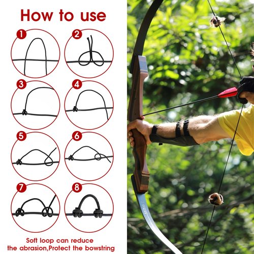 salbsever Archery D Loop String 2 Pieces D Loop Rope Buckle D Loop Rope String for Compound Bowstring Archery 10 Feet Bowstring Serving Thread Release Material Compound Bow String Archery