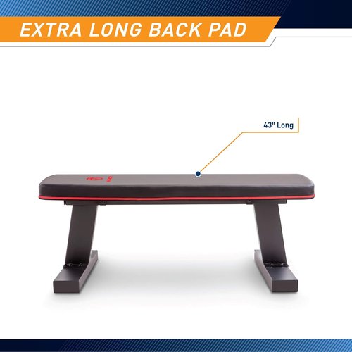 Marcy Flat Utility Weight Bench for Home Gym - Ideal for Weight Training & Ab Exercises