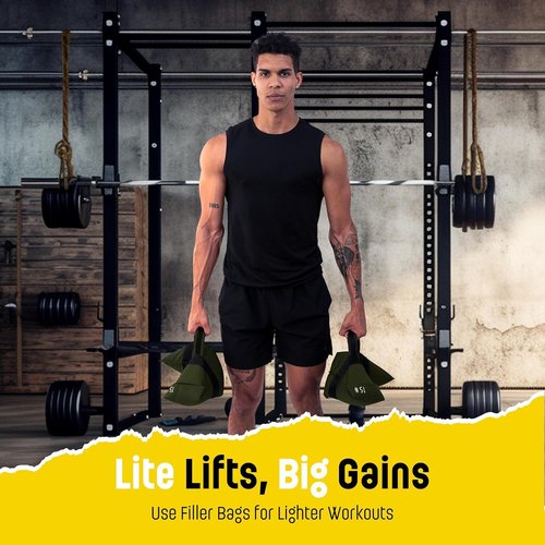 Sandbags for Working Out (Unfilled) - Enhance Your Fitness with Our Workout Sandbag, Versatile & Durable Sand Bags for Weight Training | 15-75 lbs Sand Bag for Exercise – Army Green - Guide Included