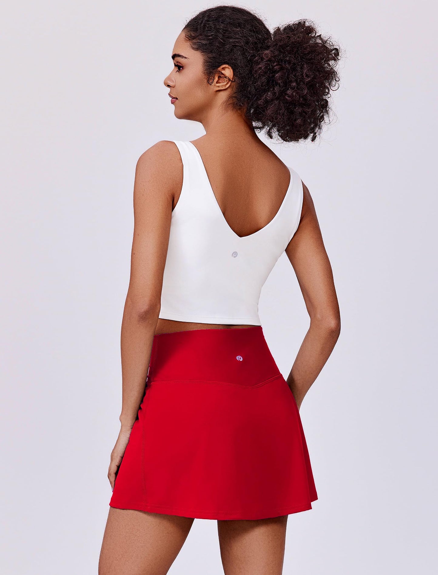 PINSPARK Skorts for Woman Stretchy Tennis Skirts Built-in Shorts Workout Skort Skirts Lightweight Golf Skort Activewear, Red Small