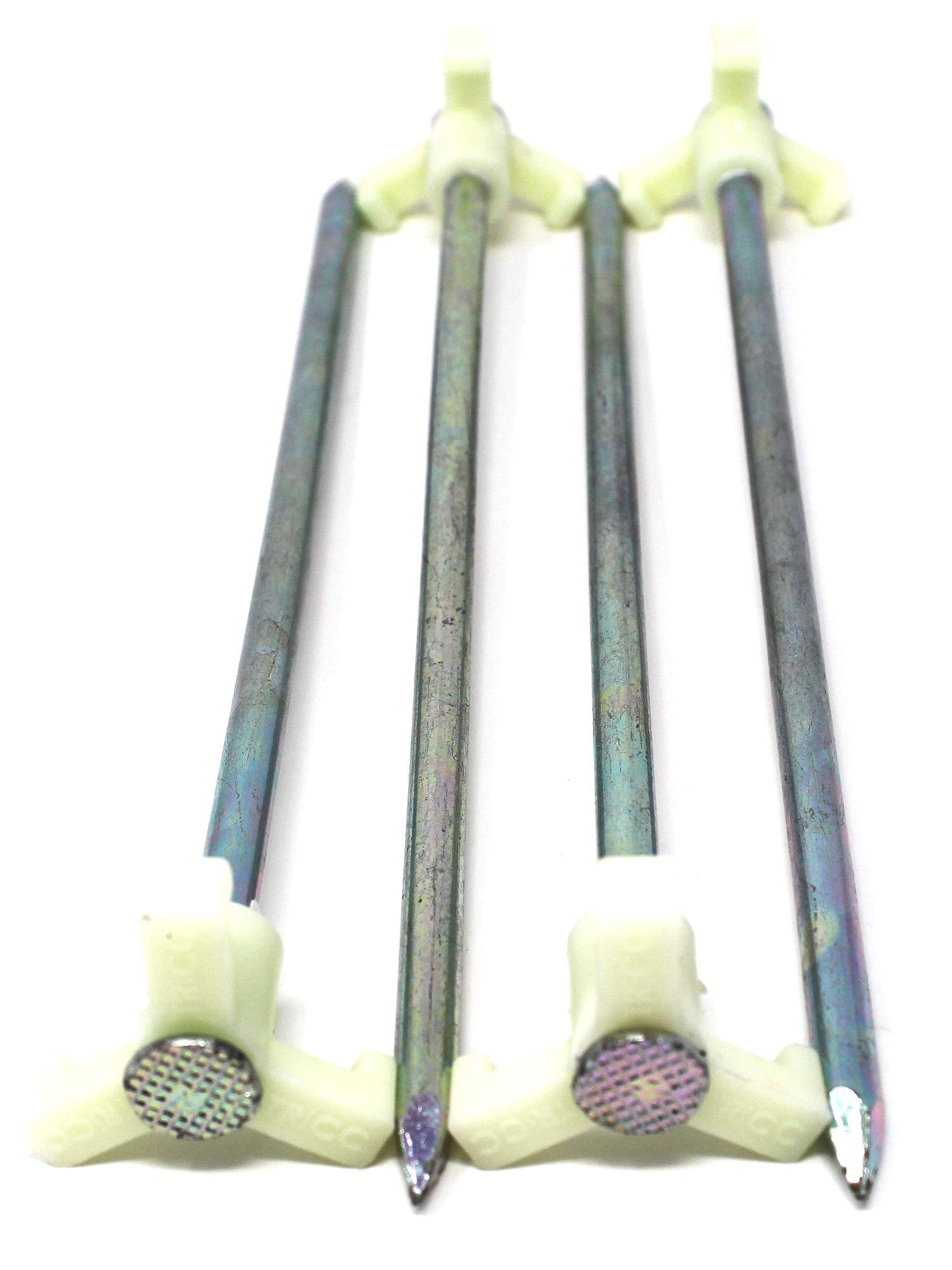 Tricc Unbreakable Heavy Duty Steel Tent/Canopy Stakes, Galvanized Non-Rust 10" Three Pegged Solid, Sturdy Stakes for Outdoor Trips, Camping, Hiking & Gardening. Made in The USA (Glow in The Dark)