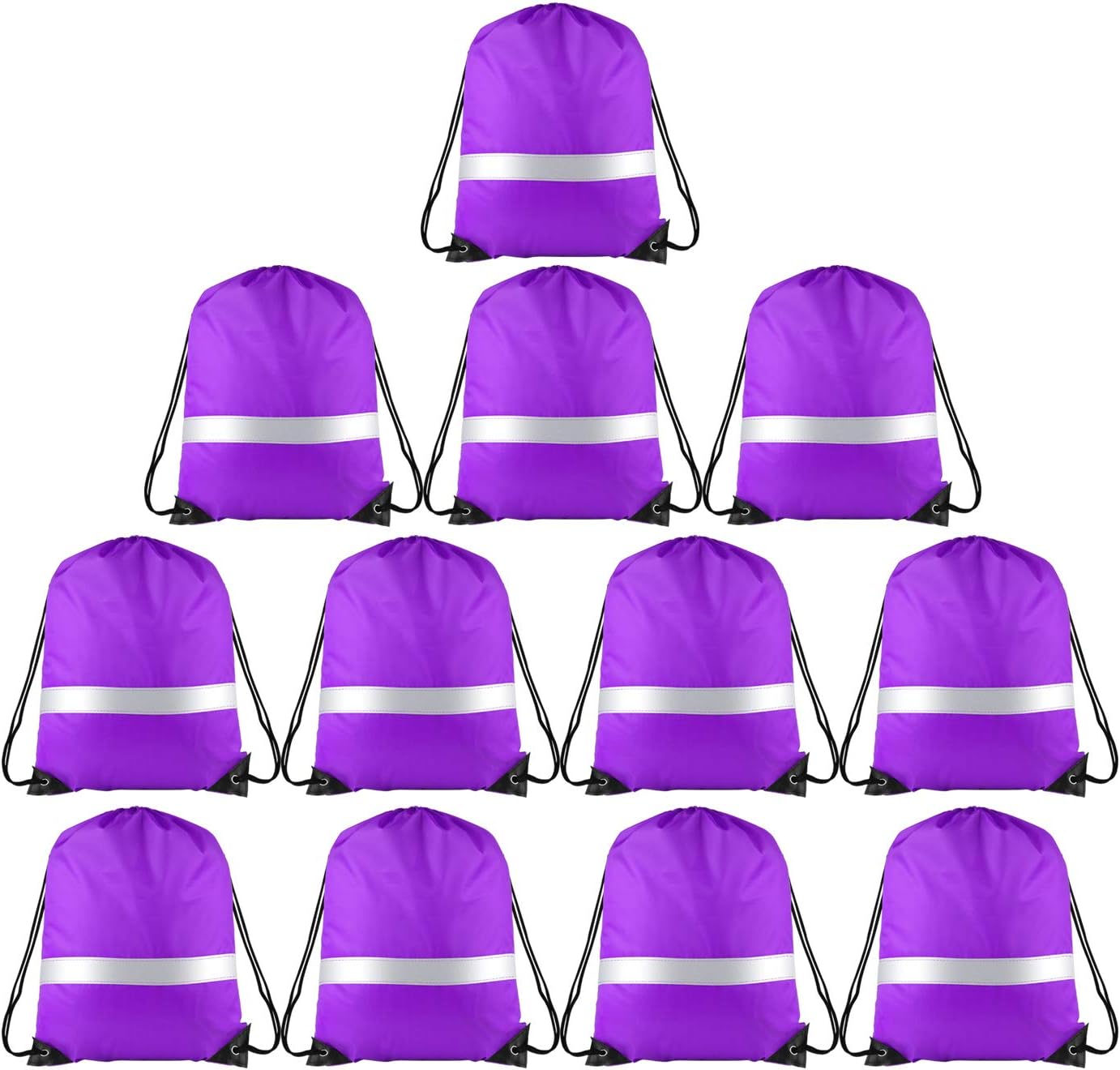 KUUQA 15 Pack Drawstring Backpack Bag Bulk Reflective Backpack String Bags Cinch Sack Backpack for Team Yoga Sport Gym Traveling
