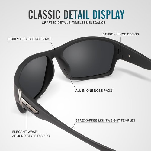 DEMIKOS Polarized Running Sunglasses for Men：Cycling Sun Glasses for Mens Womens Sports Sunglasses for Fishing Driving Wrap Around UV400 Protection Blue+Black+Red