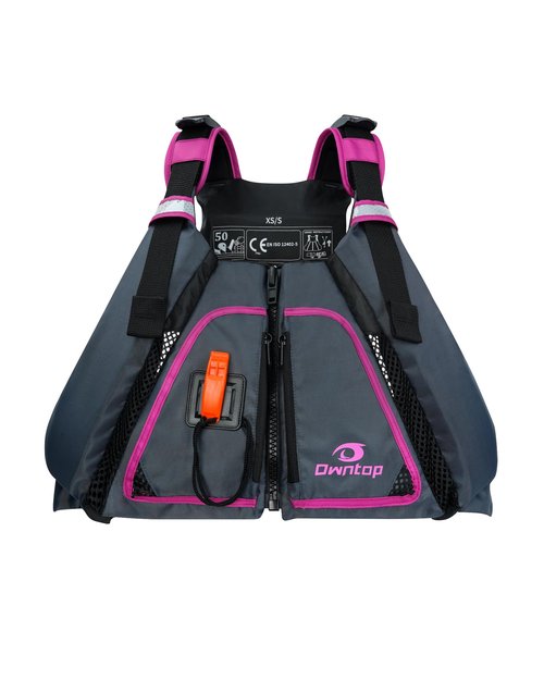 Owntop Swim Jackets Adult, Adjustable Safety Strap, Womens Swim Vest Kayak, Buoyancy Float Vests for Fishing Swimming Stand-up Paddle (Gray-Pink, M/L)