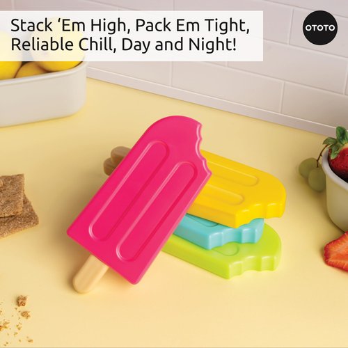 NEW - Ice Pops Popsicle Ice Packs for Lunch Boxes (Set of 4) - Funny GIfts, Cute Kitchen Accessories, Cool Kitchen Gadgets, White Elephant Gifts Kitchen Gifts, Reusable Ice Packs for Cooler Cold Packs