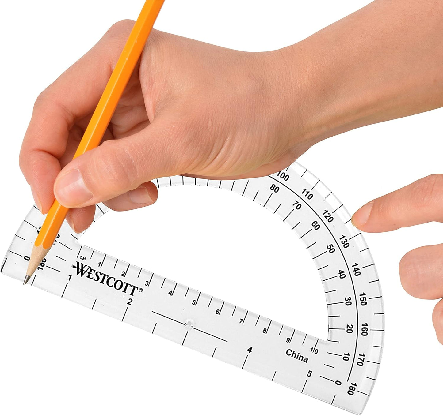 Westcott 6-Inch Plastic 180 Degree Protractor, Clear