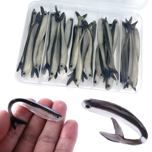 LURESMEOW Paddle Tail Swimbaits,Soft Plastic Fishing Lures Swim Baits for Bass Fishing,30pcs with Box,Soft Plastic Swimbaits for Bass Trout Crappie Lures Kit for Saltwater Freshwater