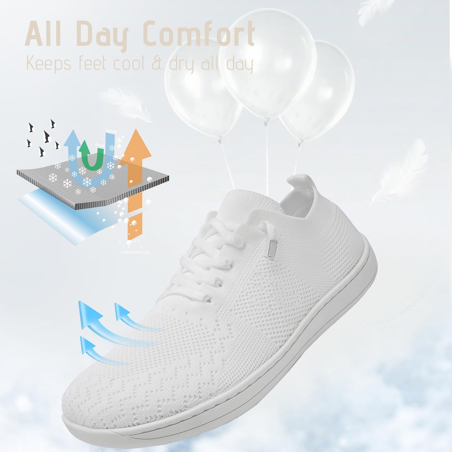 VXGGVX Barefoot Shoes Women Tennis Running Barefoot Shoes Wide Toe Box Walking Casual Slip On Slippers Breathable Minimalist Sneakers White 10
