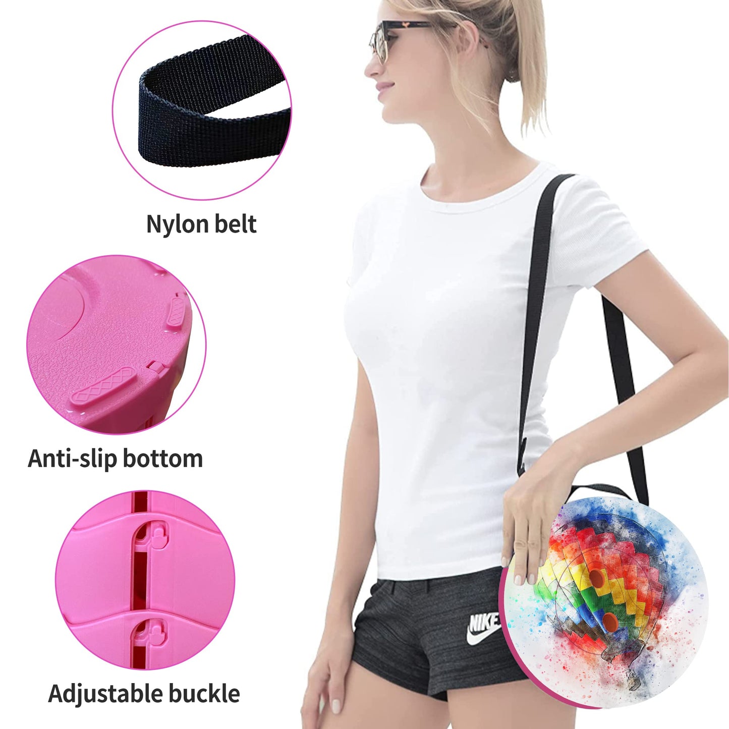 ALEVMOOM Upgraded Telescoping Collapsible Stool with Cushion, Folding Stool with Printing Portable Retractable Foldable Seat Max Load 550lbs for Adults Camping Fishing Outdoor