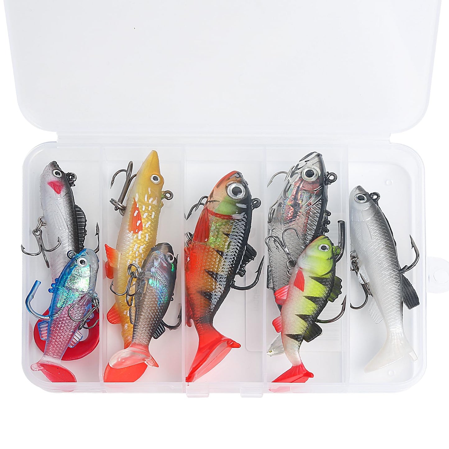 Realure 8 Pcs Fishing Soft Plastic Lures, Pre-Rigged Jig Head Soft Fishing Lures, Paddle Tail Swim Baits for Bass Fishing, Premium Fishing Bait for Freshwater Saltwater, Trout Pike Fish Lures