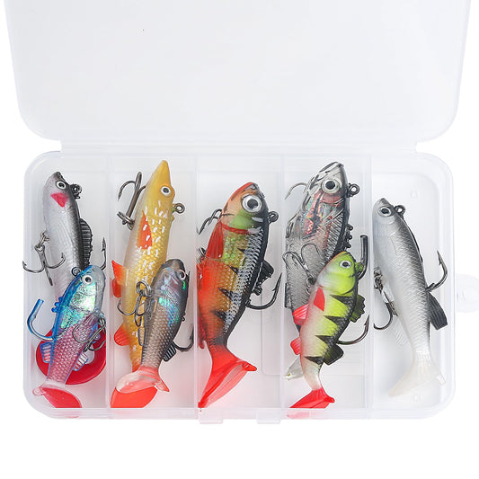 Realure 8 Pcs Fishing Soft Plastic Lures, Pre-Rigged Jig Head Soft Fishing Lures, Paddle Tail Swim Baits for Bass Fishing, Premium Fishing Bait for Freshwater Saltwater, Trout Pike Fish Lures