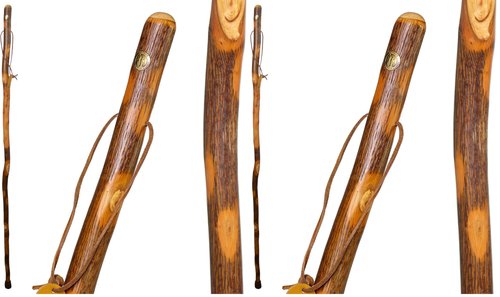 Brazos Free Form Hickory Walking Stick, Handcrafted Wooden Staff, Hiking Stick for Men and Women, Trekking Pole, Wooden Walking Stick, Made in The USA, 58 Inch (Pack of 2)