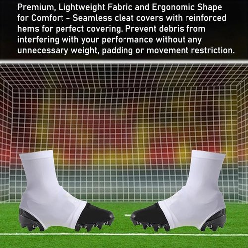 TEQIN Football Spats Cleat Covers, Elastic Football Spats for Cleats, Seamless Cleats Wraps for Football, Baseball, Soccer, Field Hockey White