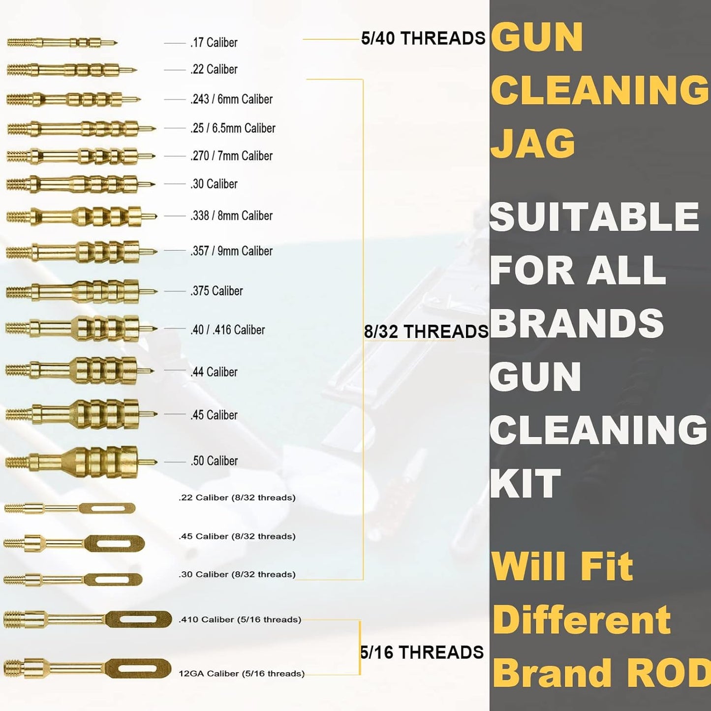 iunio Solid Brass Gun Cleaning Jag Set, Gun Cleaning Jag for Rifle Cleaning and Maintenance Solid Brass Slotted Tip with Storage Case