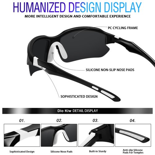 DioKiw 3PACK Sports Polarized Sunglasses for Men Cycling Running Fishing UV400 Protection Sun Glasses Lightweight Half Frame Goggles