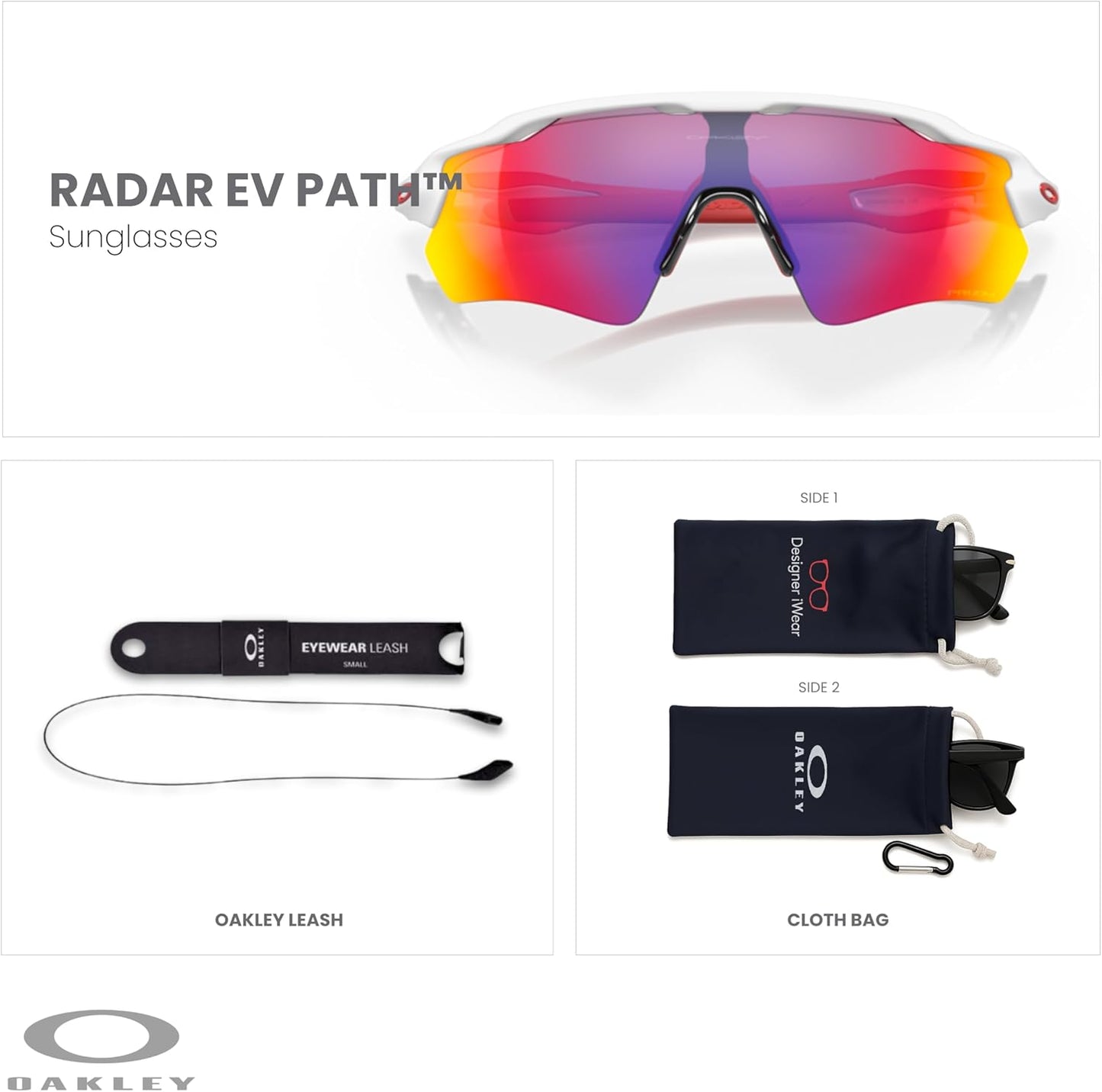 OAKLEY Radar EV Path OO9208 Sunglasses For Men+ Bundle Accessory Leash Kit, Microfiber Pouch