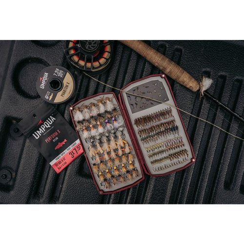 UMPQUA UPG Silicone Weekender Claret Fly Box - Lightweight Durable Versatile High-Capacity Secure Hold Quick-Loading Fly Storage Case - Fly Fishing Tackle Organizer - Large