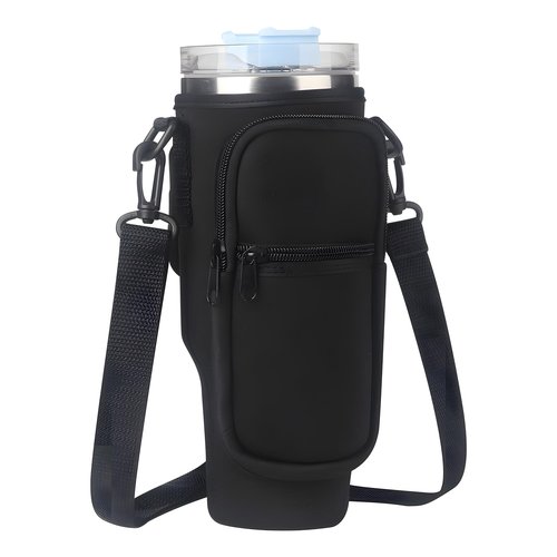 Black Stanley Cup Bag, Cup Holder for Stanley 40oz Tumbler with Handle, Stanley Carrier Bag with Adjustable Shoulder Strap for Stanley Cup Accessories