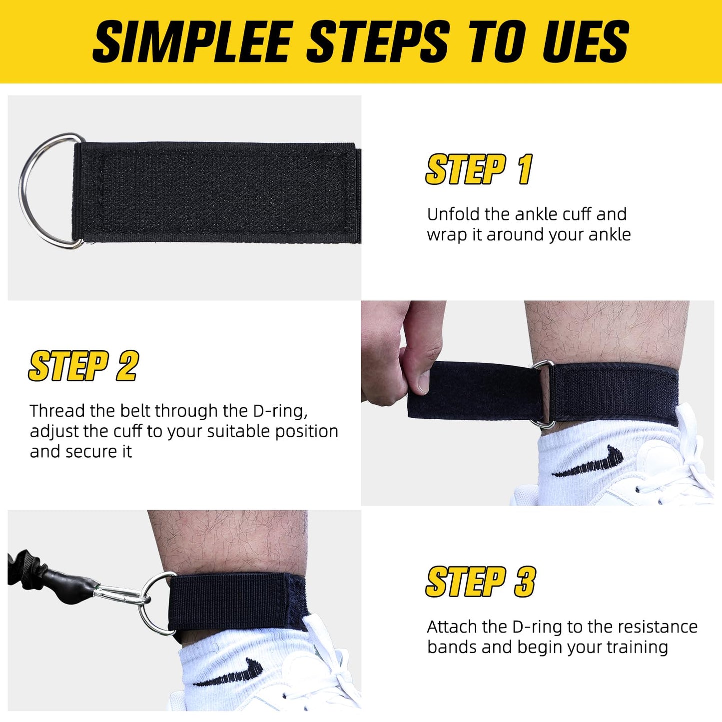 Ankle Resistance Bands with Cuffs Ankle Bands for Working Out Legs Resistance Bands for Hip Glutes Booty Training Workout Equipment for Fitness Shaping Ankle Straps with Resistance Bands for Women Men