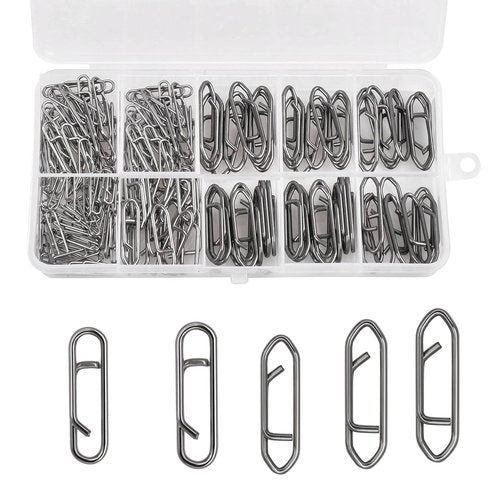 BCTEPTFOTL 200pcs Fishing Power Clips, High Strength Speed Clips Stainless Steel Quick Change Clip, Freshwater Saltwater Crankbait Popper Lures Fast Link Snap Connector