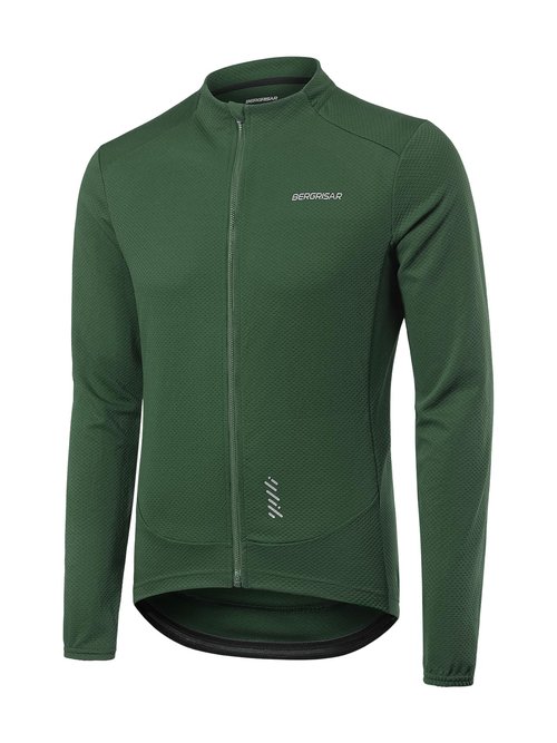 BERGRISAR Men's Long Sleeve Cycling Jersey Spring Fall Road Bike Shirt Biking Bicycle Mountain Bike Jersey Green X-Large