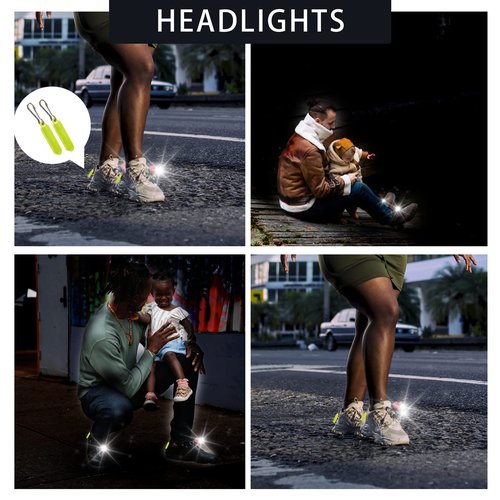 outtip Runner Running Lights, 2pcs IPX5 Waterproof Shoe Headlights, Walking at Night Light for Running Shoes & Croc - for Dog Walking, Camping, Jogging, Suitable for Kids & Adults (Yellow)