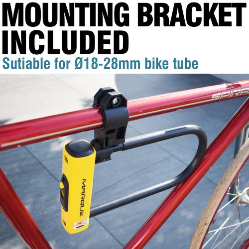 MARQUE U Lock Heavy-Duty Anti-Theft Bicycle Lock, 16mm Shackle with Mounting Bracket and 2 Keys, for Mountain, Electric, Folding Bike, Scooter