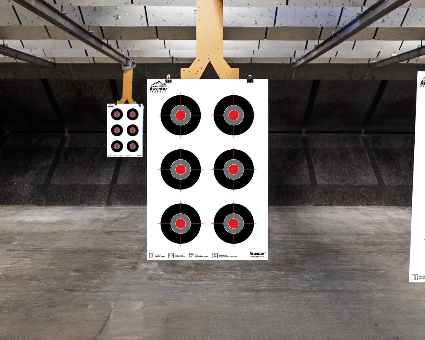 Ascentor Advanced Accuracy Shooting Target for Rifles and Pistols - 6 Target Zones - Size 12 x 18 - Pack of 20 - Black