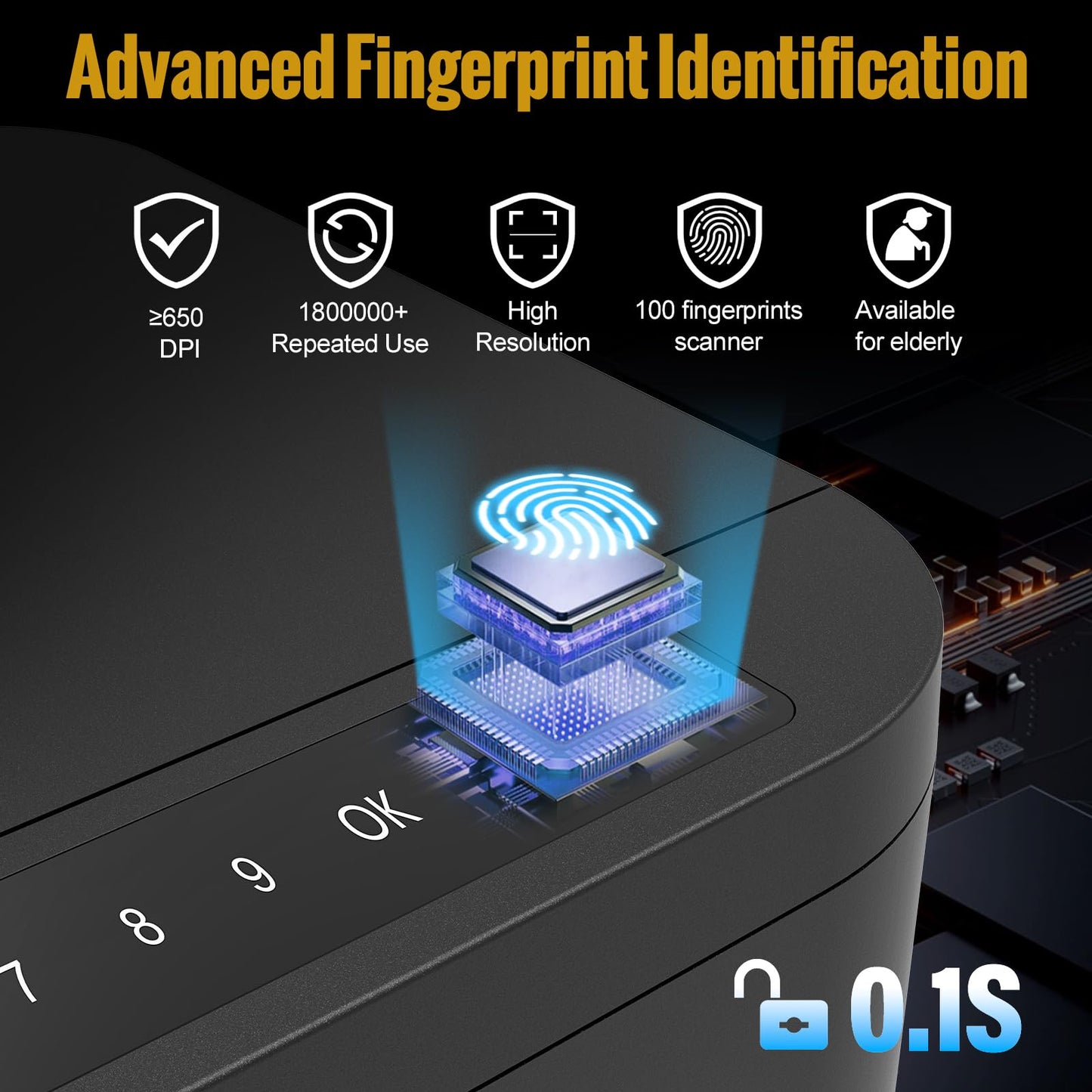 Gun Safe for Handgun - ≤0.1s Quick Access Biometric Handgun Safe for Pistols, 4-Ways Unlock APP/Fingerprint/Numeric Code/Key, Gun Lock Box for Nightstand Bedside Home Car - Aluminum Alloy