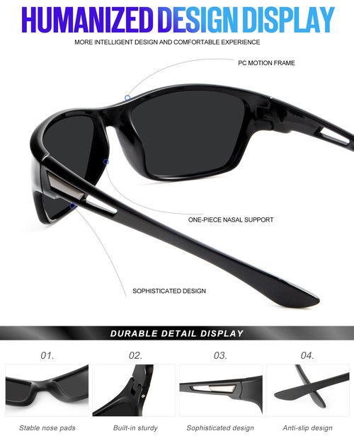 OUTDOORKING Polarized Sports Sunglasses for Men UV Protection Wrap Around Sun Glasses Fishing Driving