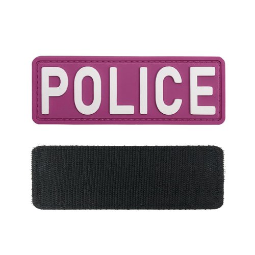 uuKen PVC Police Patch Small 4x1.4 inches Pink Background for Tactical Vest Bags Backpacks Hat Cap (Pink Background)