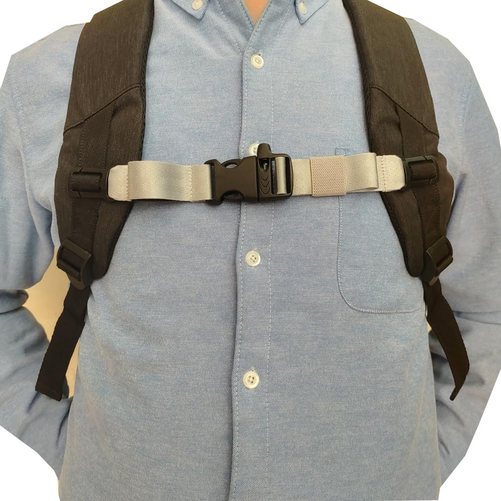 HDHYK Adjustable Backpack Chest Strap Nylon 1 Inch Webbing，Sternum Straps for Backpack(Silvery Grey)
