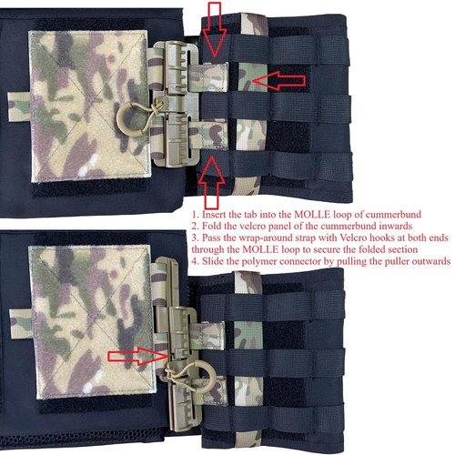 Dotacty Quick Release Cummerbund Conversion Attachment for Tactical MOLLE Vest Quick Disconnect Buckle Hook & Loop Strap & Flap Adapter for Airsoft/Training Vest Accessories BK 1 PCS
