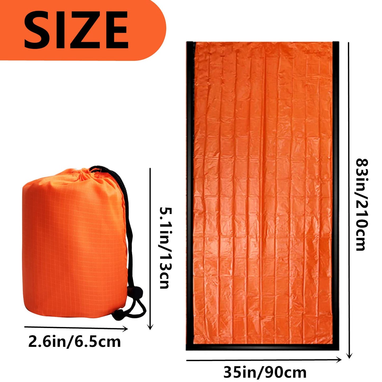 goldhik 2 Pack Emergency Sleeping Bag, Mylar Emergency Blanket, Waterproof Lightweight Survival Shelter Blanket, Portable Survival Thermal Bivy Sack for Outdoor Camping Hiking Adventure