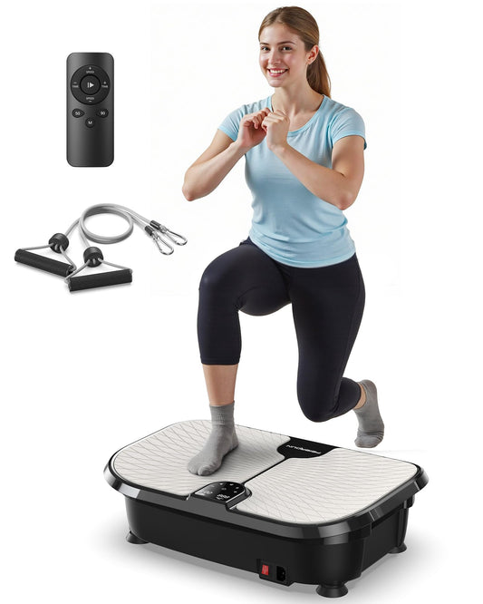 FEIERDUN Vibration Plate Exercise Machine, 400 LBS Capacity Vibration Plate for Lymphatic Drainage, Max Space for Whole-Body Workout & Relaxation at Home-Black