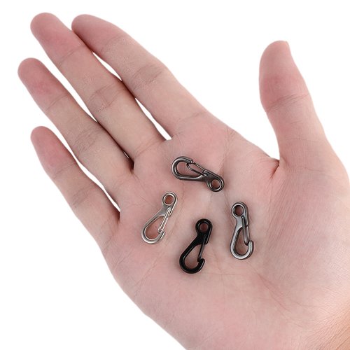 Ouligay 48PCS Tiny Carabiner Clip Mini Carabiner Clip Mini Paracord Hanging Clips Metal Hook EDC Keychain Mini Hanging Buckle Metal Small Spring Snap Hooks for Camera Strap, Flashlight, Backpack