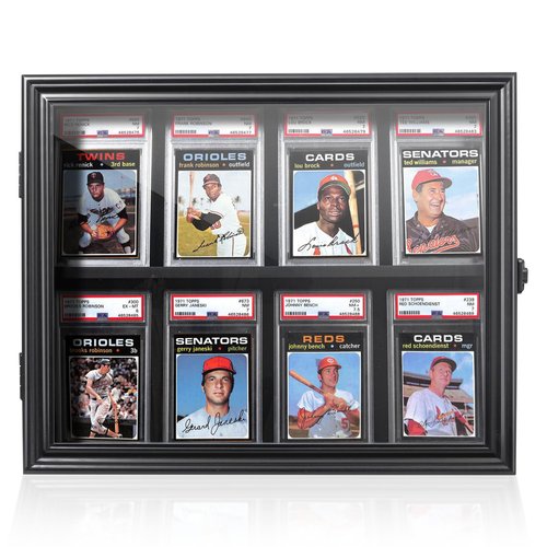 Graded Cards Display Frame, Baseball Card Display Case Wall Mount Sports Trading Card Display Case-Black