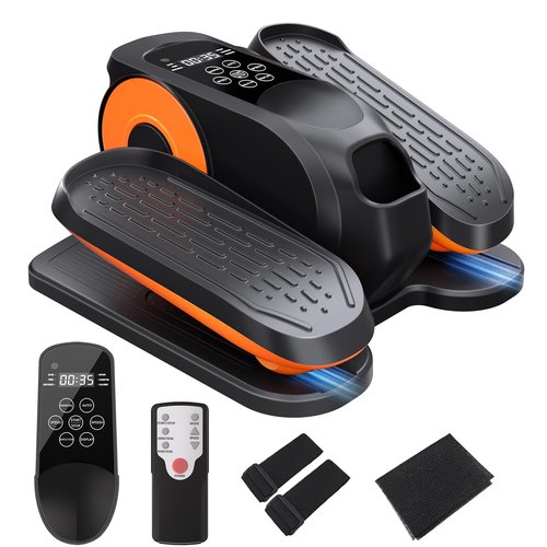 Under Desk Elliptical Machine, Morelax Ellipse Leg Exerciser for Seniors Fully Assembled, Quiet & Portable Electric Seated Pedal Exerciser with Remote Control & 12 Adjustable Speeds (Orange)