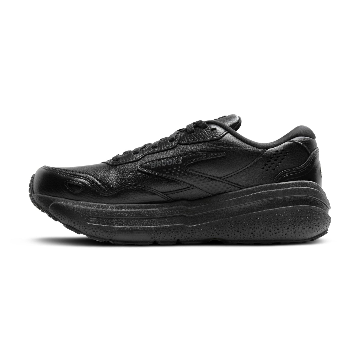Brooks Men’s Ghost Max Suede/Leather Neutral Running & Walking Shoe - Black/Black - 10.5 Medium