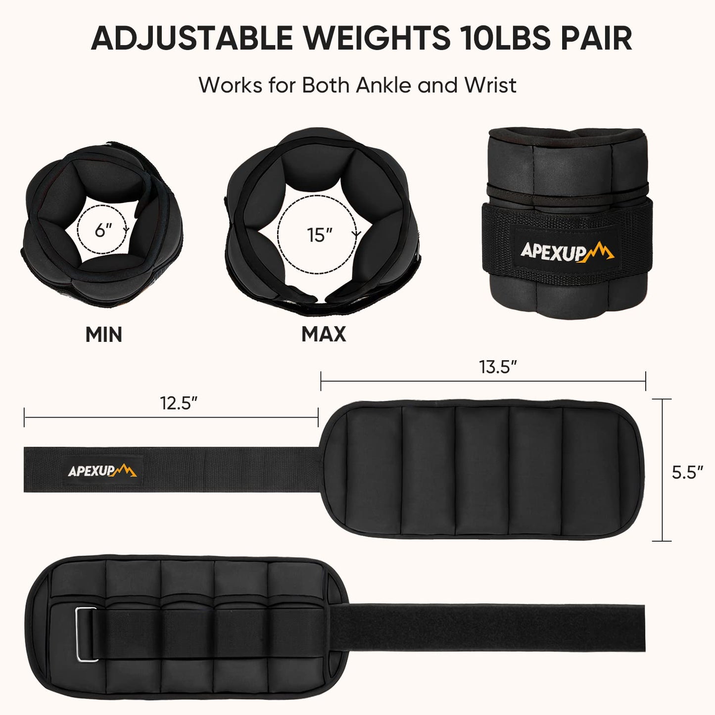 APEXUP 10lbs/Pair Adjustable Ankle Weights + Yoga Ball Exercise Ball (L,65cm)